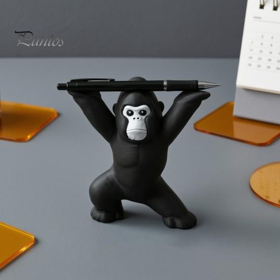 Прочная настольная подставка для ручек, 3D-печатный держатель-горилла, забавная фигурка, персонализированный подарок для коллег, минималистичные черные настольные украшения, офис, дом, кабинет