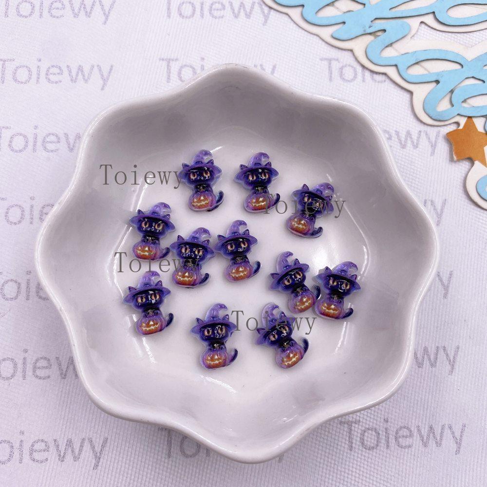 60pcs Resin Cute Mini Pumpkin Hat Cat Skull Nail Art Flatback Rhinestone Figurine DIY Halloween Scrapbook Decor Craft Accessorie