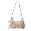 Minimalist Pu Crossbody Bag With Lace Bow And Doll Pendant For Urban Fashion