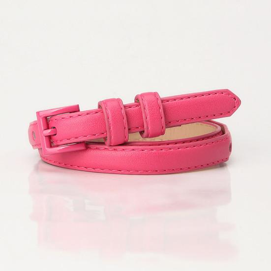 Women Thin Pants Belt Solid Color Faux Leather Waistband Adjustable Length Multi Holes Design Jeans Belt