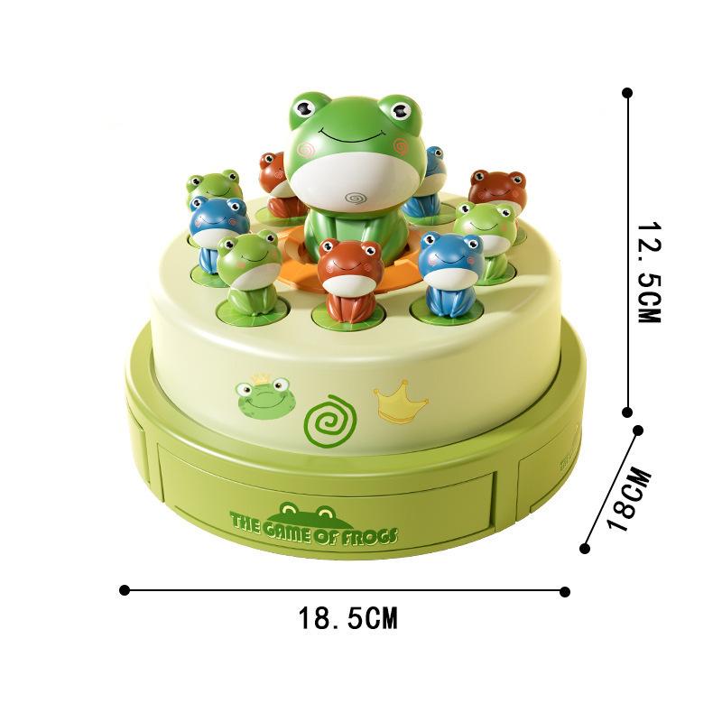 Electric Pop-up Turntable Toys with Music Cartoon Rotating Frog Catcher Toys with Nets Musical Launching Rotating Game Kids Toys