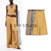 Summer New Product Women's Clothes Ruched Decoration with Belt Silk Satin Texture Wide Leg Pants 1478078 3533556