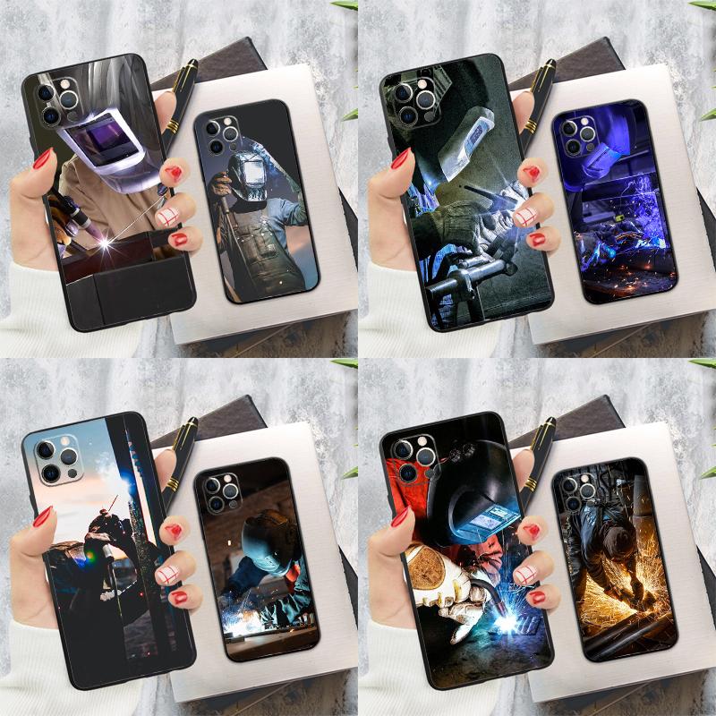 Чехол для iPhone 15 11 12 13 14 Pro Max XS XR X 7 8 Plus 12 13 Mini 16 Pro Max, Мягкий чехол, Сварщик, Сварка, Рабочий с горячим металлом