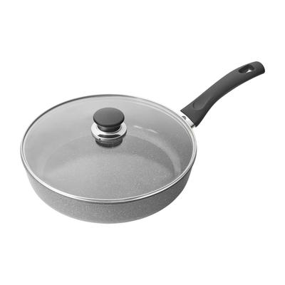 Керамическая сковорода-фритюрница со стеклянной крышкой, Made in Induction Ceramic Coating, Японская Bari "Bari Pan, 28см, Крышка, Италия", Совместима, Без ПФАС, [Официальный