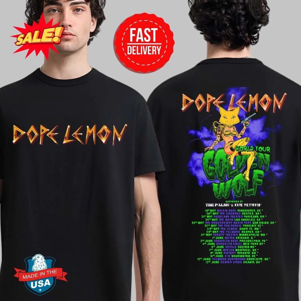 Dope Lemon Golden Wolf World Tour 2025 North America And Canada Unisex T-Shirt