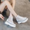 Белые туфли на толстой подошве, летняя новинка, женская обувь, дышащая и легкая повседневная обувь, увеличивающая рост, спортивная женская обувь