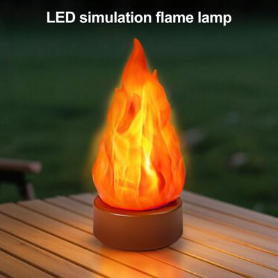 3D Лампа с имитацией пламени, 3 режима регулировки, перезаряжаемая от USB, имитация костра, декоративный светодиодный ночник для дома, помещения, улицы, палатки