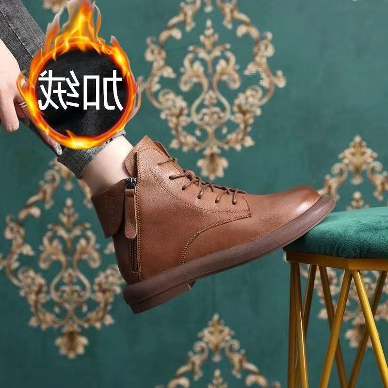 Новые осенне-зимние повседневные красные синие женские ботинки Martin с мягкой подошвой и плоским дном короткие ботинки из коровьей кожи с круглым носком ботинки в стиле ретро модные повседневные