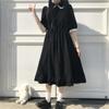 Летнее черное платье в стиле кавайной Лолиты Mori Girl Fairy Cute Lolita Платье Питера Пэна с воротником и пышными рукавами