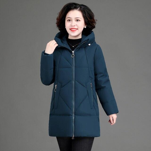 Thick Hooded Cotton Coat for Middle-Aged and Elderly Mothers Loose and Warm Cotton Jacket for Women