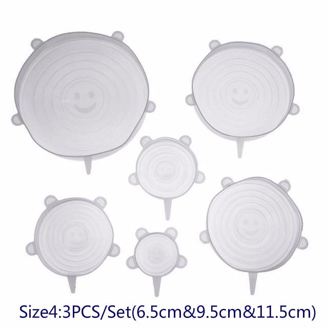 Heat Resisting Silicone Stretch Lids Reusable Food Fresh Cover Food Wraps 6Pcs Durable