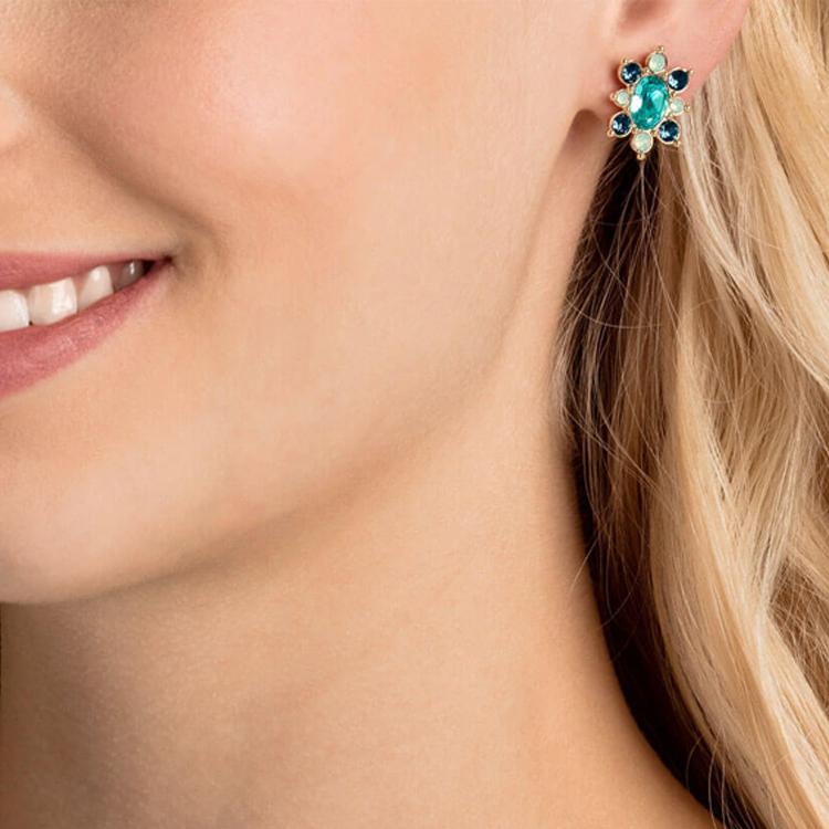 Swarovski Fashion Light Luxury Perforated Flower Green Crystal Earrings Women Earrings 5461791