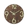 12 Inch Round Wooden Luminous Wall Clock Silent Non Ticking Clock Light In Dark Night For Home Bedroom Living Room Decoration
