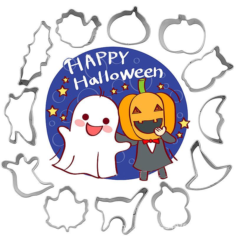 Набор из 12 формочек для печенья на Хэллоуин, тыква, привидение, летучая мышь, форма для шоколадной помадки, печенья, инструменты для выпечки на Хэллоуин