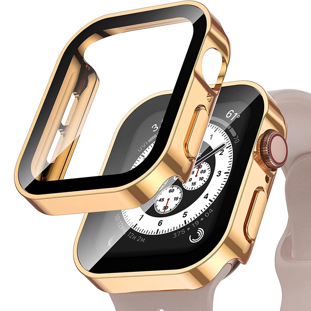 Водонепроницаемый чехол для Apple Watch 7 8 9 45мм 41мм 10 46мм 42мм Защитное стекло для экрана+Чехол-бампер для iWatch 4 5 SE 6 44мм 40мм