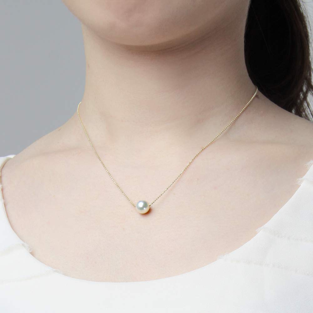 Жемчужное ожерелье Akoya Pearl Pearl Подвеска K18YG [Moon Label] 8.0 мм (Натуральный белый) Для женщин [В подарочной упаковке]