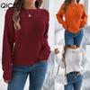 Autumn Winter Casual Solid Color Hollowed-out Lantern Long-sleeved Pullover Sweater Women's Wear