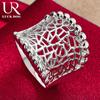 925 Sterling Silver Curved Mesh Ring Fashionable Wedding Jewelry