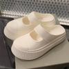 Woman Slippers Height Shoes for Women 2024 Job Sandals Outside White Slides Mules Summer Round Toe Footwear Small Size Normal B