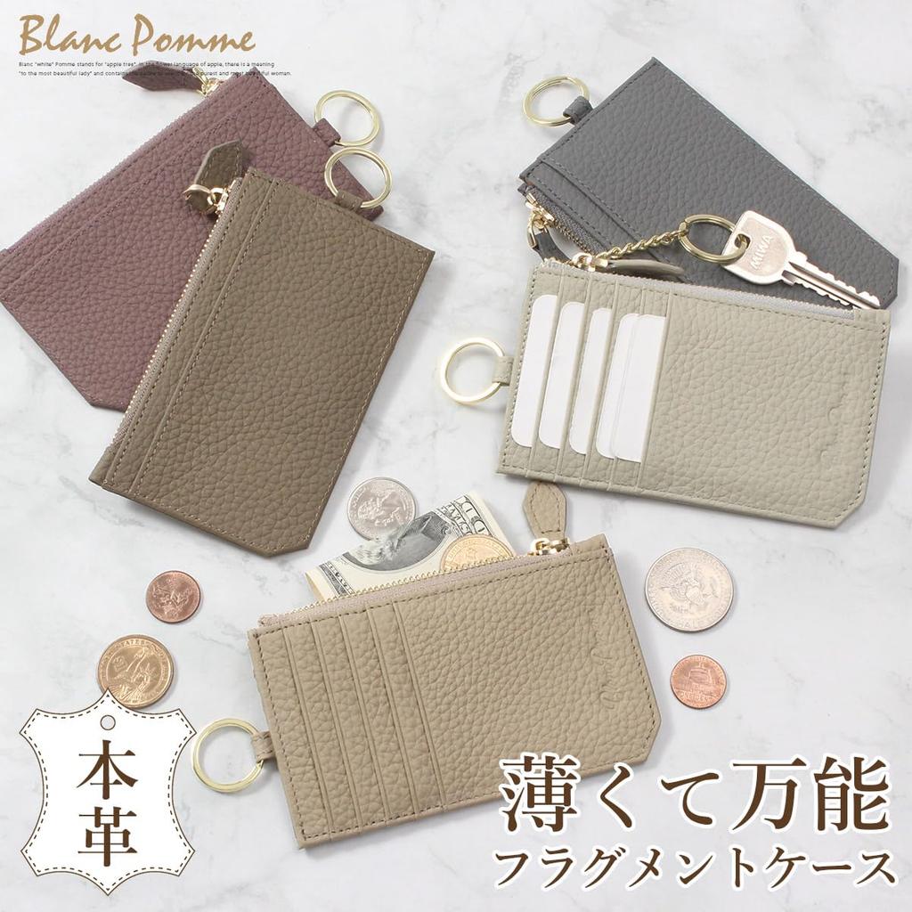 Женский мини-кошелек Blanc Pomme, Чехол для мелочи, Чехол для проездного, Натуральная кожа, Легкий, Тонкий, Стильный, Греж, bp-7005