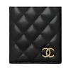 Chanel Классический держатель для карт с клапаном Черная икорная кожа Золотая фурнитура Для ежедневного использования AP5084-B23239-94305