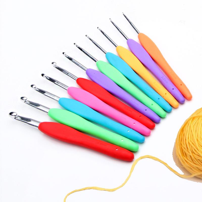 Ремесленная пряжа, алюминиевый крючок, швейные инструменты с мягкой ручкой, 1 шт., вязальные спицы 0,20–10 мм, крючки, иглы