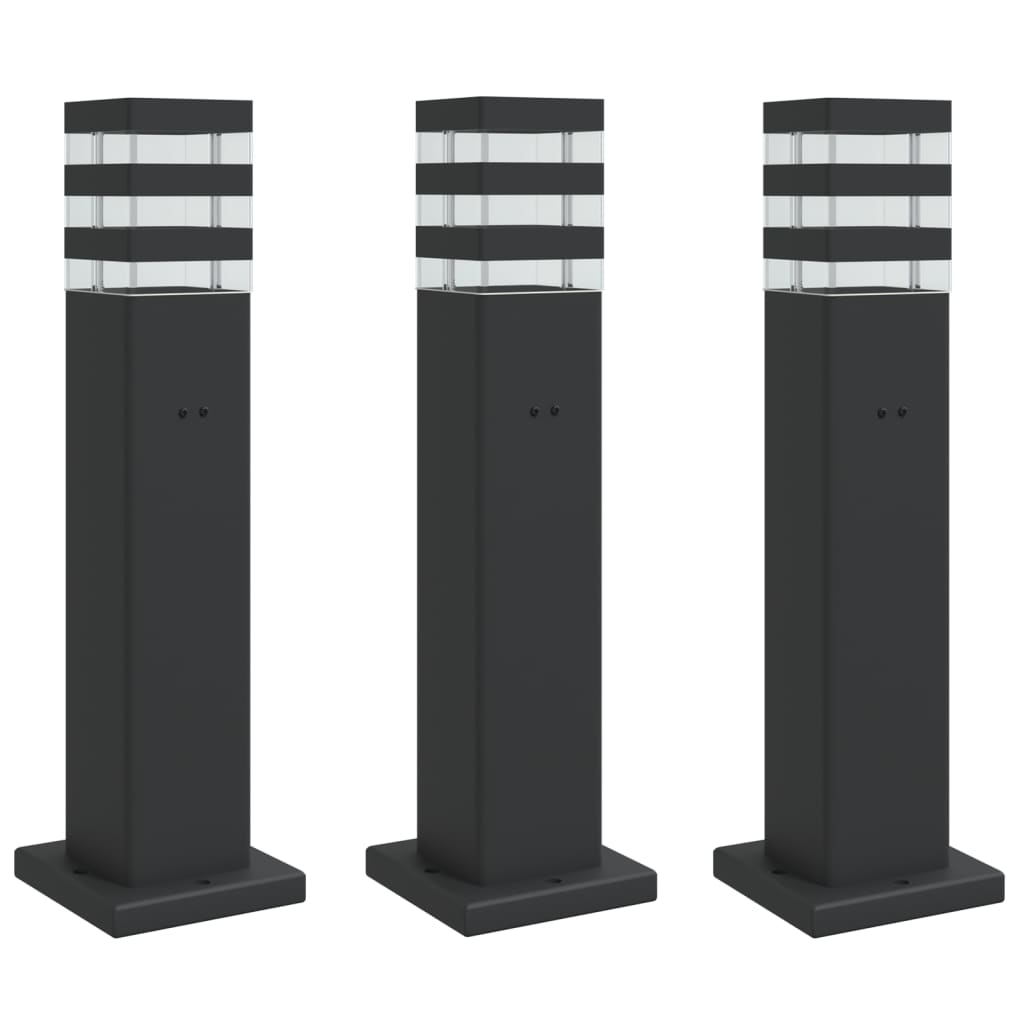 Path Lights with Socket 3 pcs Black 50 cm Aluminum