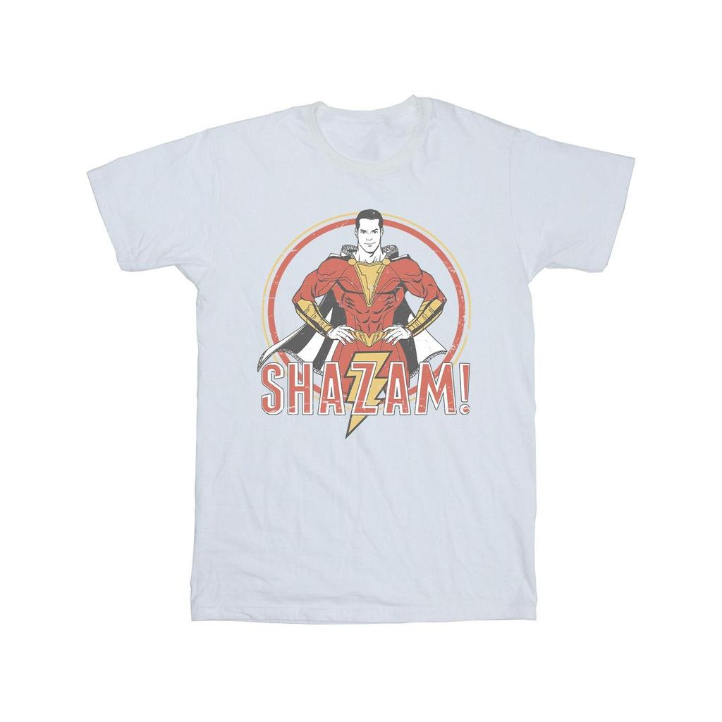DC Comics Mens Shazam Retro Circle Distressed T-Shirt