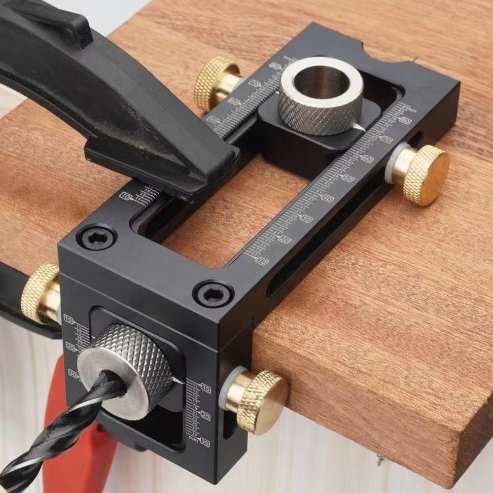 Screw Punch Drill Puncher Locator 2 in 1 Drill Guide Punching Doweling Jig Kit Crib