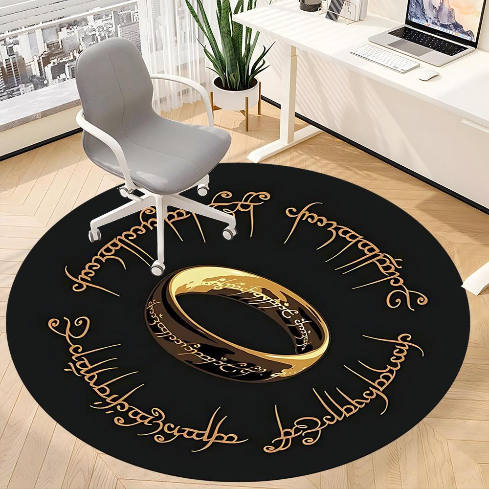 1pc Lord of the Rings Office Round Area Rug, Indoor Mat Suitable For Office,Bedroom Living Room Home Decor, Room Deco a0926011