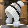 Новая вязаная шапка в стиле Fair Isle с помпоном и клетчатым узором для женщин на осень и зиму, для защиты от холода и сохранения тепла, утолщенная и бархатная, универсальная