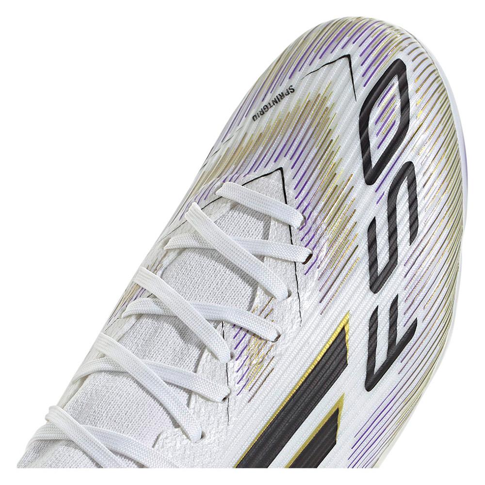 Adidas f50 league mid fg/mg soccer shoes white/black/gold