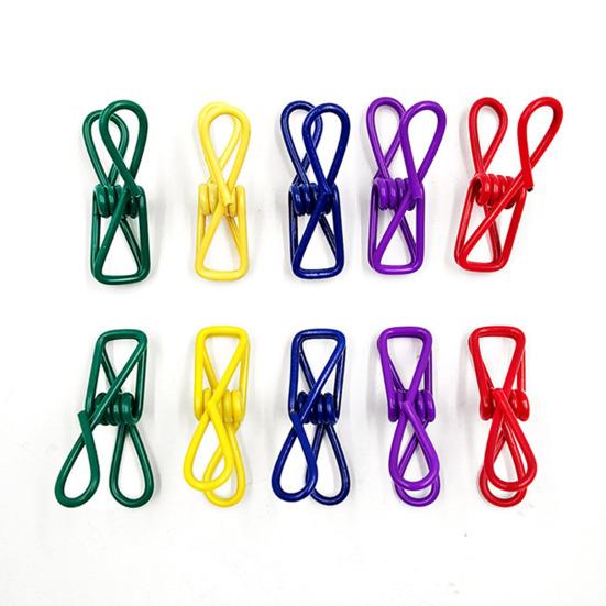 30Pcs Colorful Metal Clips Rust-Proof Corrosion Resistant Non-Slip Reusable Multi-Colored PVC Coated High Elastic Strength Photo Display Clips