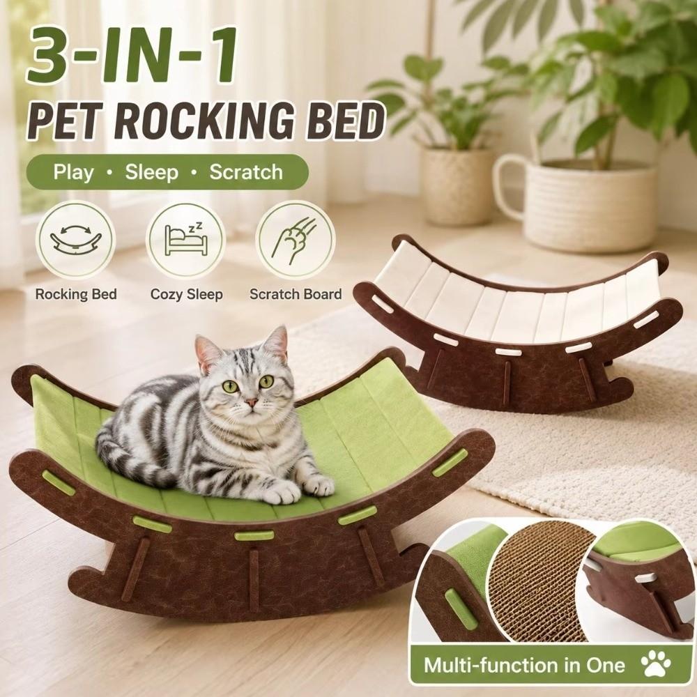 Elevated Pet Rocker Bed Wear-Resistant Cat Lounge Chair Cat Claw Rocker Chair for Grinding Paws