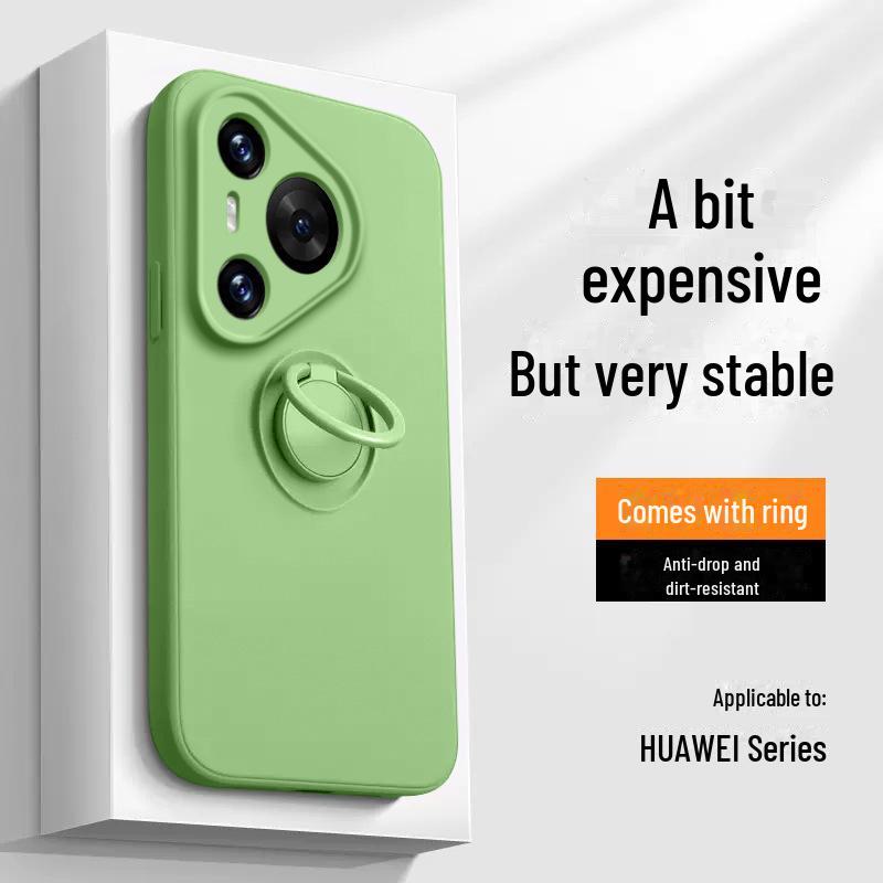 Huawei Pura70Ultra Liquid Silicone Case with Ring Holder - Mate60Pro Drop-Resistant Cover