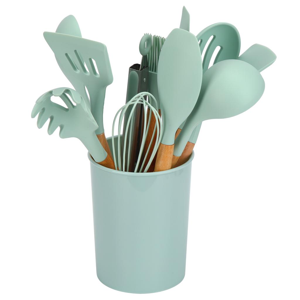 12 шт./набор кухонных принадлежностей с деревянной ручкой силиконовый кухонный инструмент для домашней кухни светло-зеленый