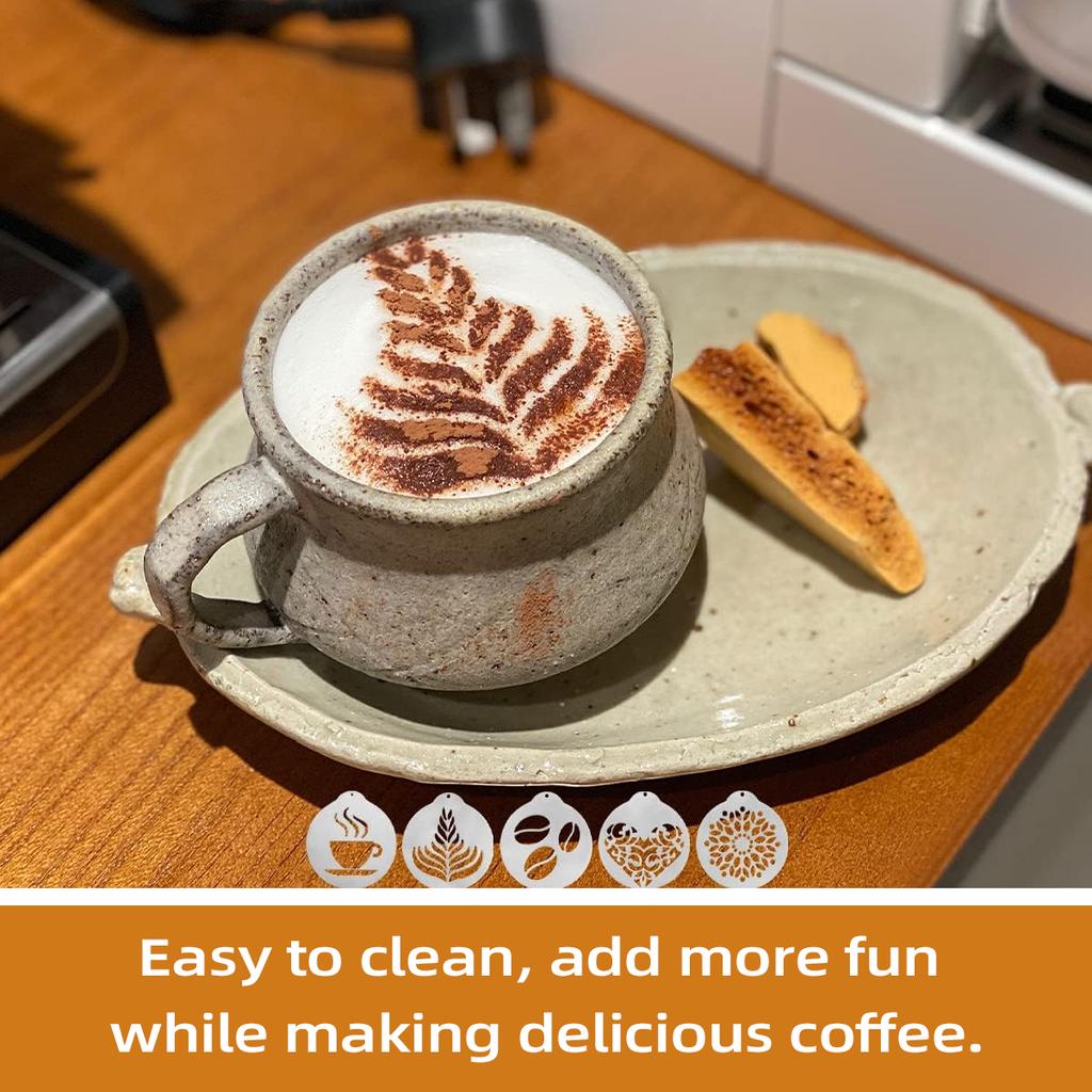 Leeseph 5 шт. трафаретов для украшения кофе из нержавеющей стали, шаблоны для пенного латте-арта, шаблоны для капучино, форма для гирлянды из шоколада
