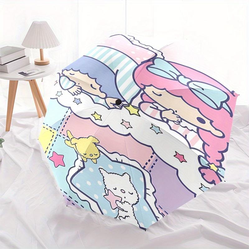 Little Twin Stars, Sanrio Characters Automatic opening and closing folding umbrella with 8 rib frame and compact travel design, perfect for