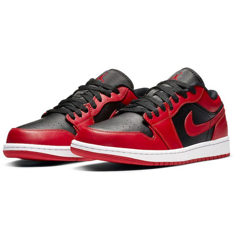 Air Jordan 1 Low Reverse Bred Men Sneakers Black Gym-Red 553558-606