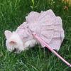 Small Animal Harness Vest Leash Set Soft Floral Skirt Clothes Travel Chest Strap Rabbit Ferret Bunny Hamster Small Pet Supplies