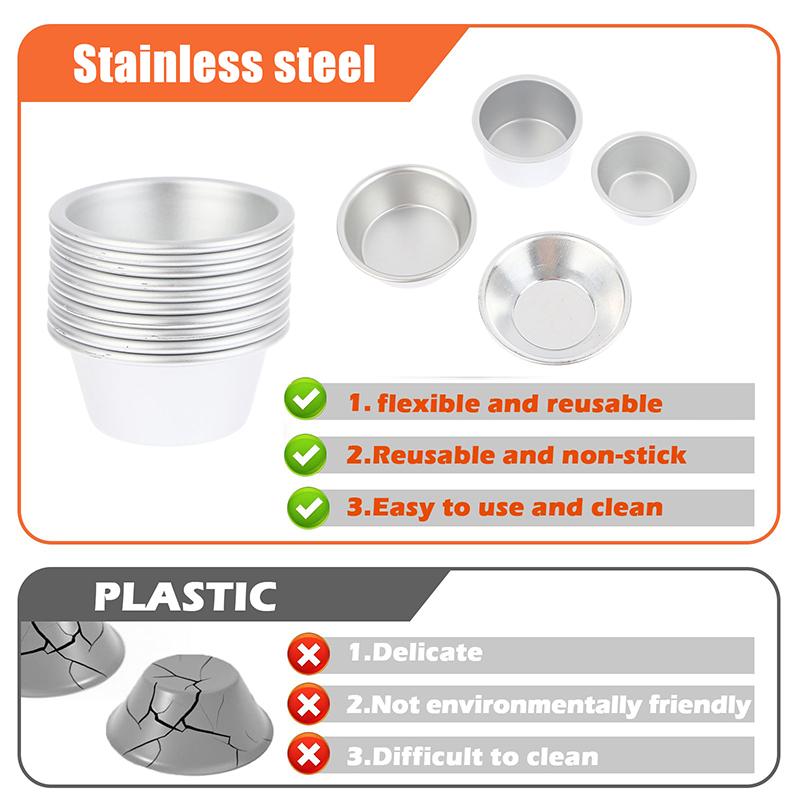 10Pcs Puto Cake Mold Aluminum Alloy Egg Tart Cup Cupcake Kitchen Baking Mold Mini Round Baking Oven Pan Pastry Dessert Mould