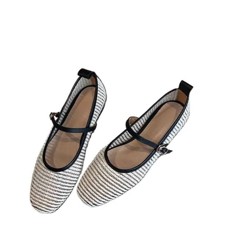 Модная женская обувь 2025 Горячая распродажа Мелкие женские балетки Модный ремешок с пряжкой Повседневная Новинка Квадратный носок Легкие Бестселлер Балетки Низкий каблук