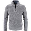 New Autumn and Winter Knitted Men's Stand-alone Collar Sweater Half Zipper Pullover Casual Solid Color Long Sleeve Jackets