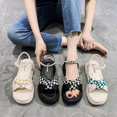 Модные женские босоножки на римской платформе 2024 года, зеленые босоножки-бабочки на плоской подошве с ремешками, в продаже с шикарной элегантной летней обувью