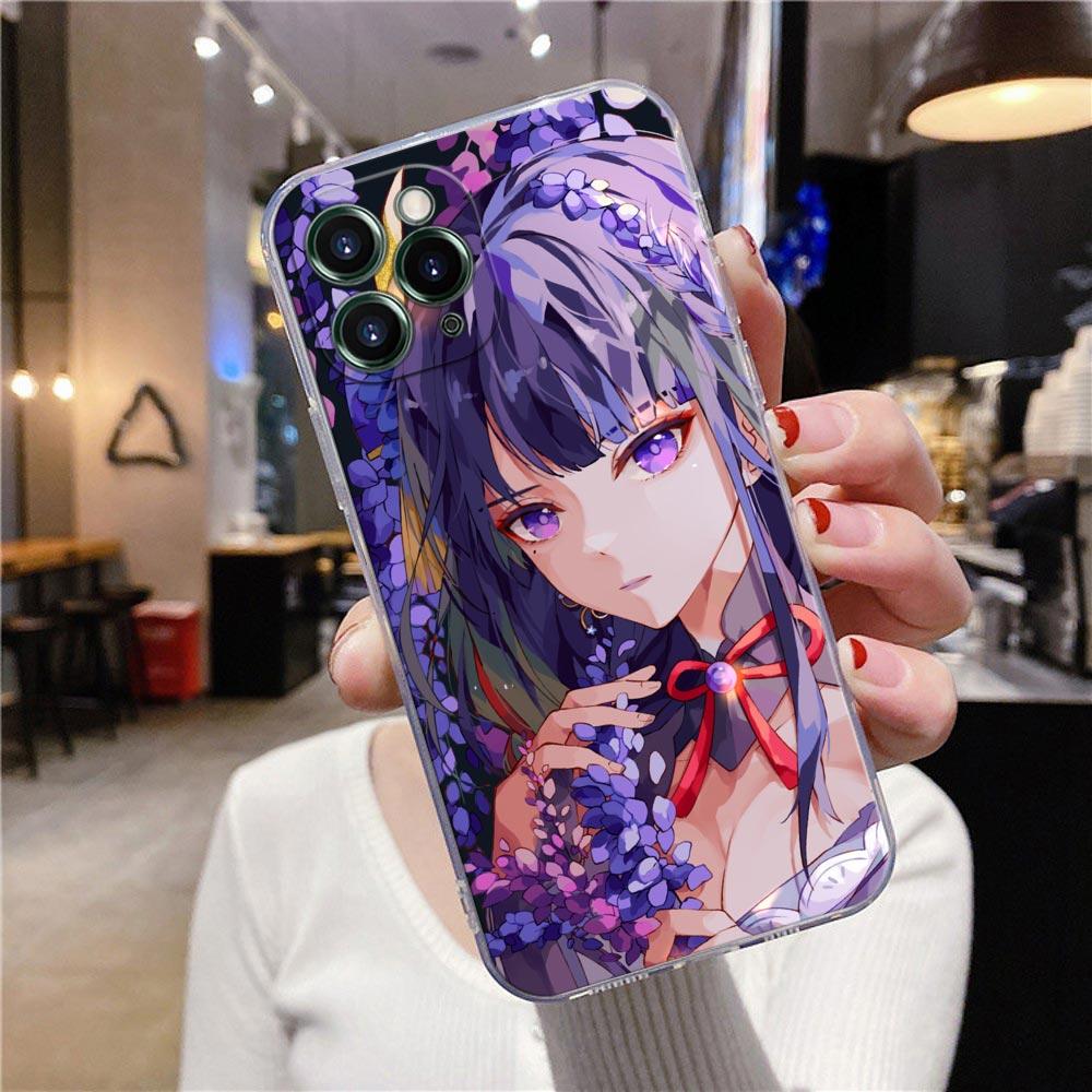 Прозрачный чехол для телефона Apple iPhone 12 11 13 Pro Max mini XS X XR 7 8 6 Plus SE Чехол Аниме Genshin Impact Flower Game