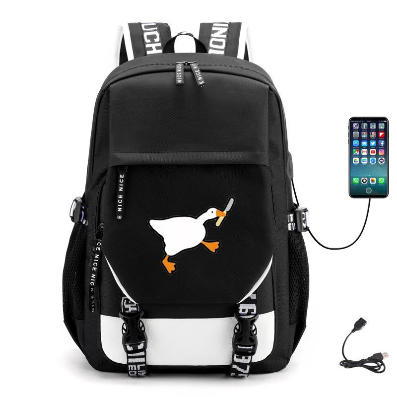 Multifunctional Goose Backpack Large Capacity Student Bag Leisure Travel Usb Computer Bag