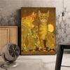 Gustav Klimt Cat Canvas Paintings Yellow Retro Animal Posters and Print Wall Art Picture for Living Room Home Decoration Cuadros