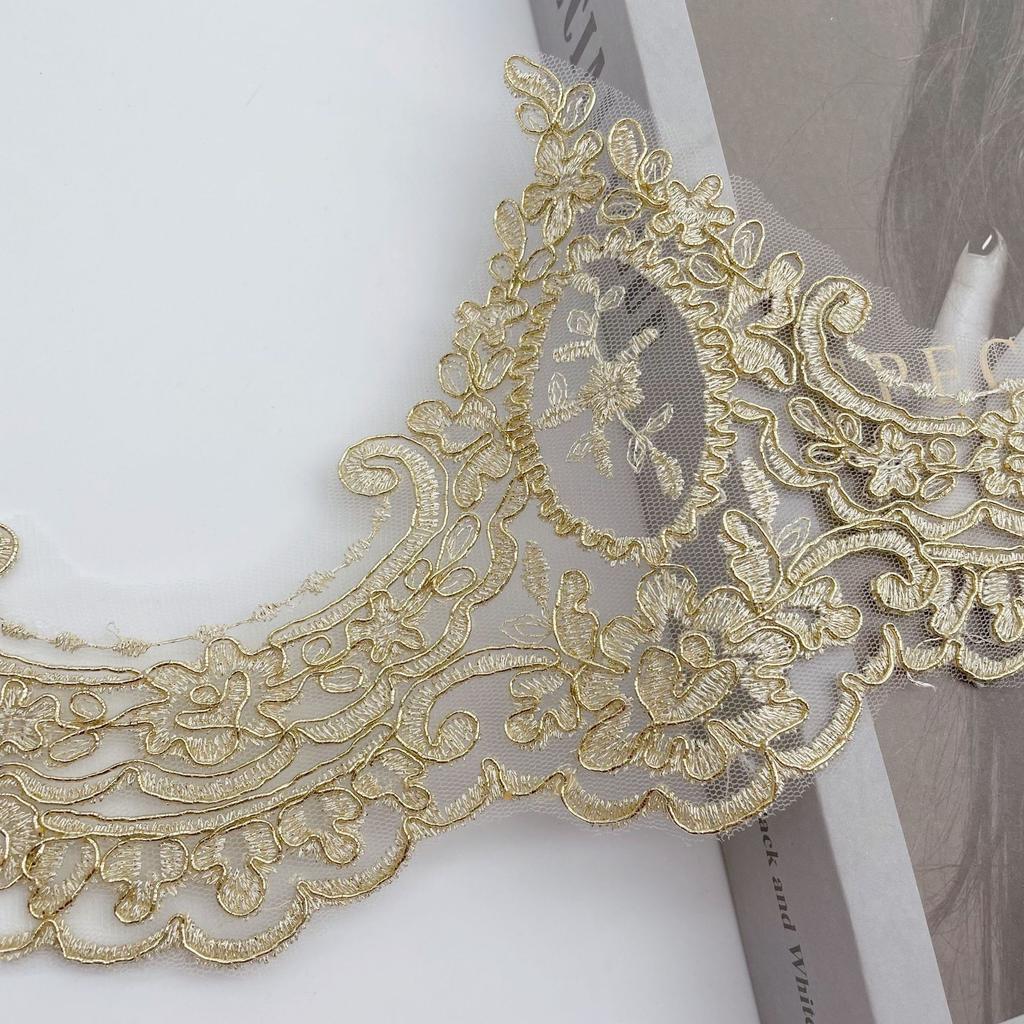 Gold Thread Car Bone Embroidery Lace Width 15Cm Children'S Dress Dance Clothes Home Textile Accessories Car Bone Gold Lace