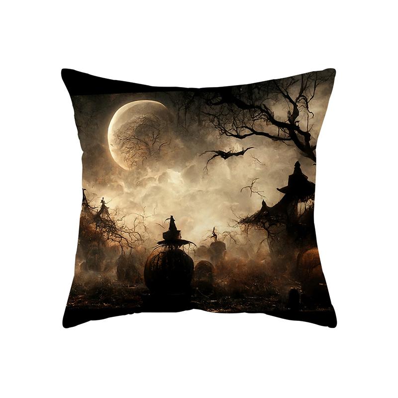 Devil Pumpkin Throw Pillow Cover Witch Halloween Theme Throw Pillow Cover Sofa Chair Bed Cushion Cover Home Decor