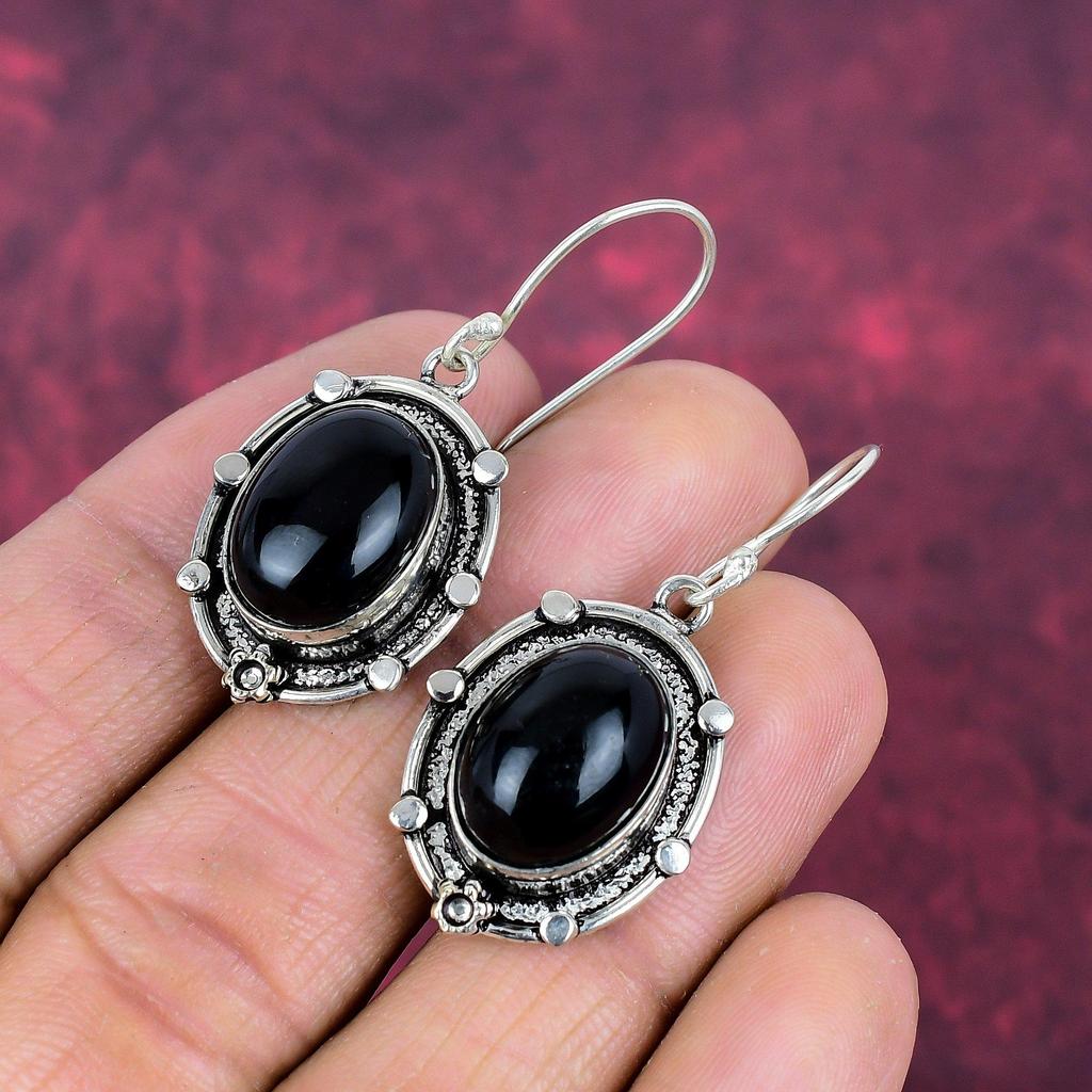 Серьги из цельного серебра 925 пробы с черным ониксом, серьги из драгоценных камней ручной работы на День памяти